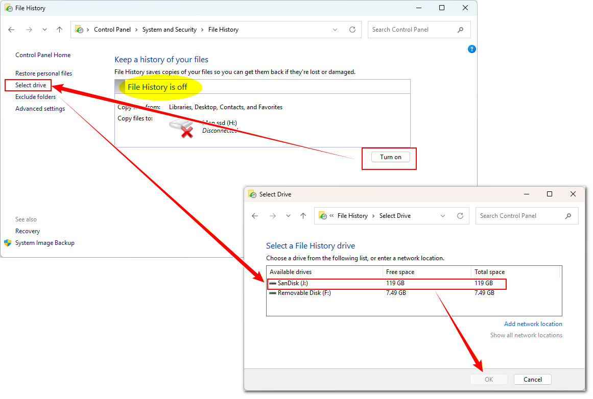 File History is not enabled