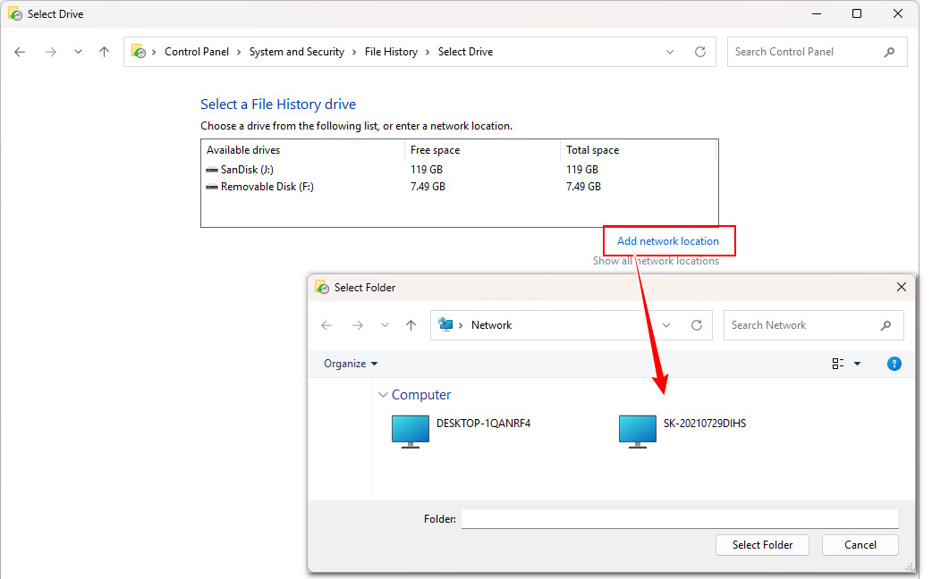 Cannot access network location