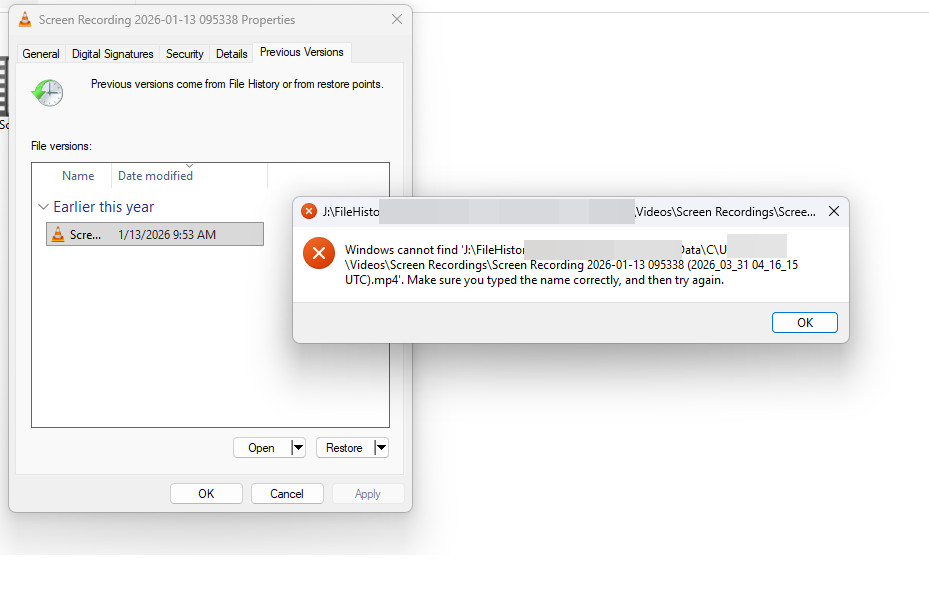 Backup files are missing