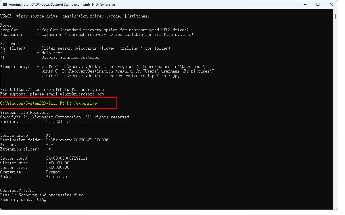 Recover Quick Formatted Files via WFR
