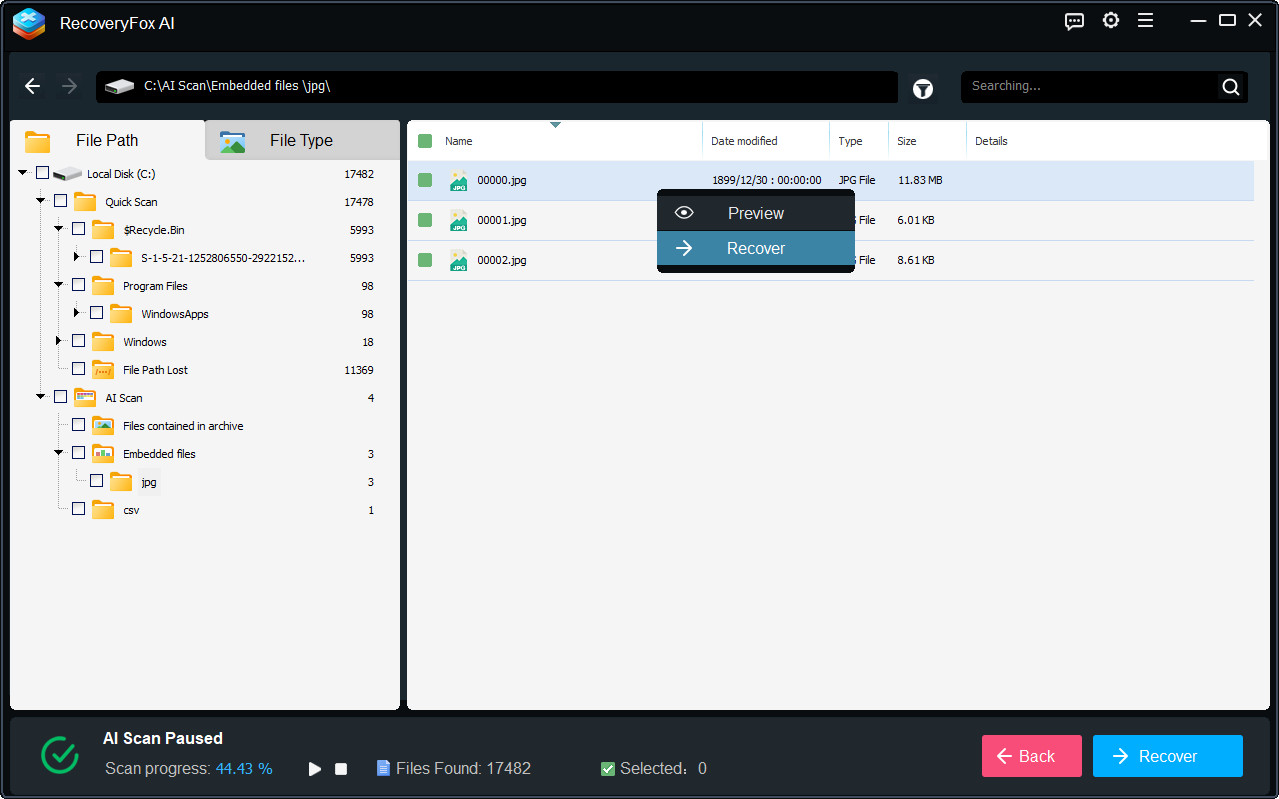 Preview and Recover from Internal Drive