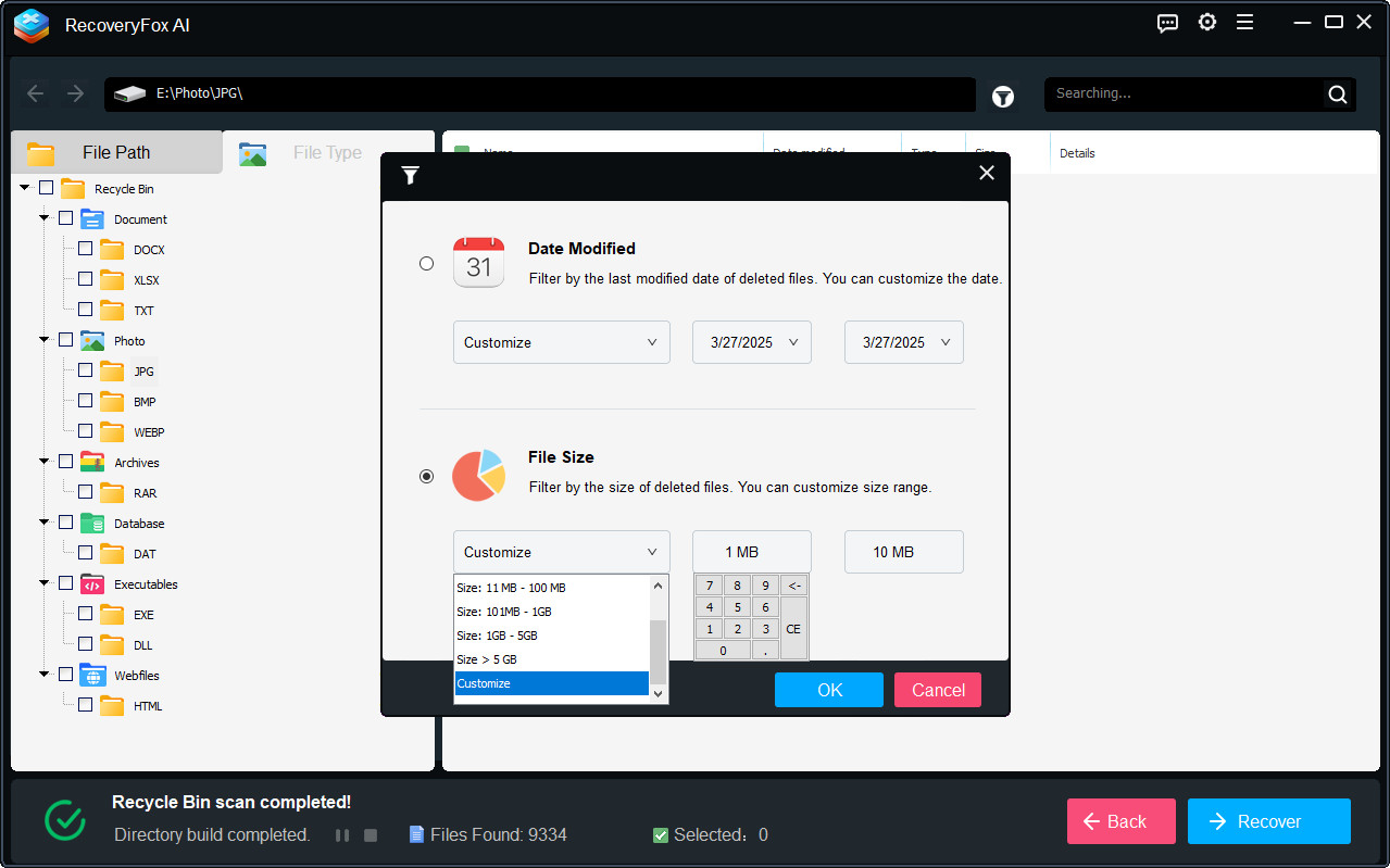 Filter File by File Size