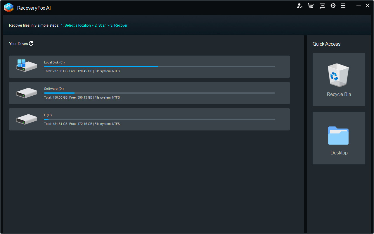 RecoveryFox AI Startup Interface