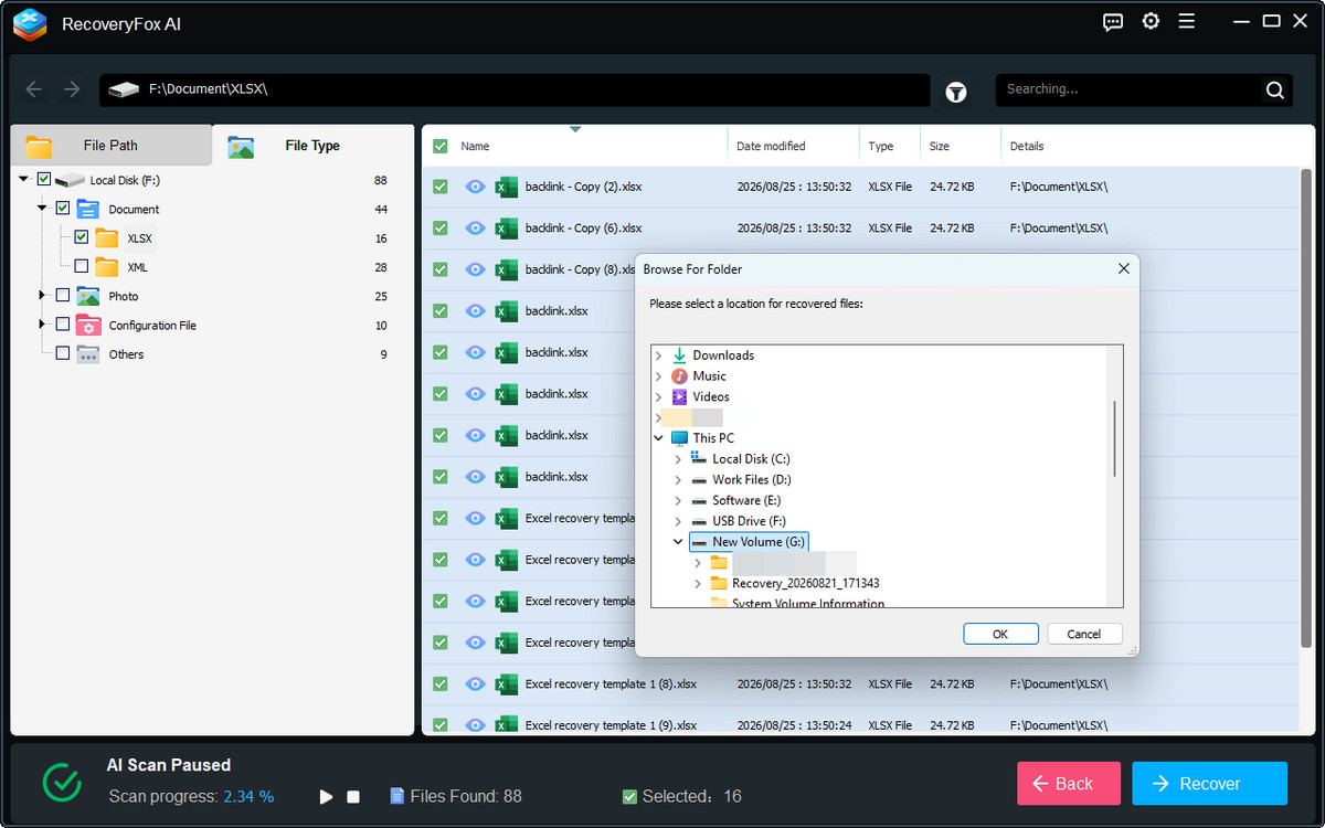 Recover and save Excel files
