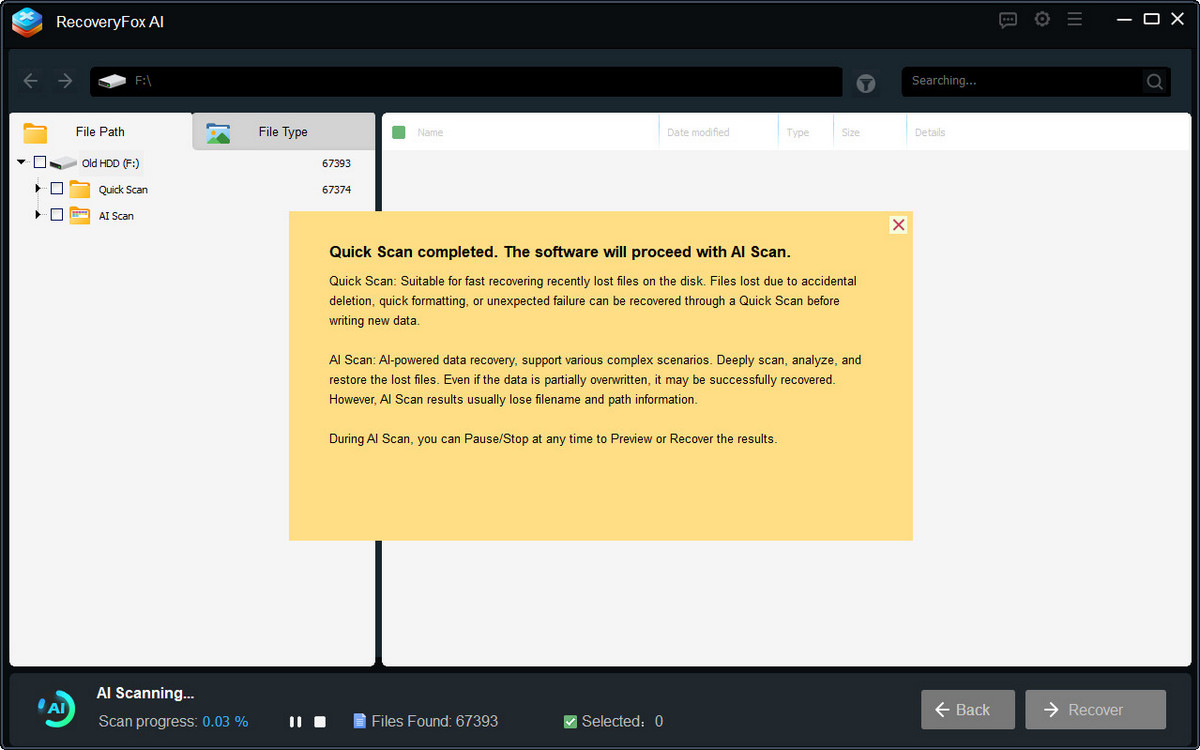 RecoveryFox Scanning Interface