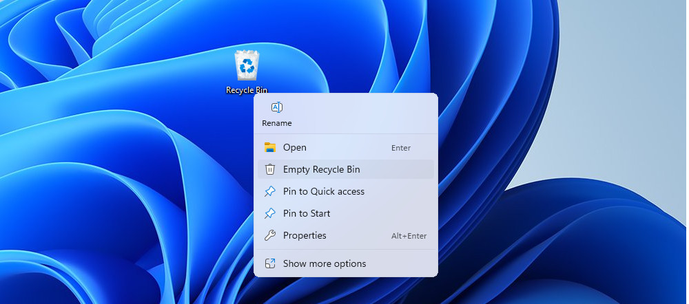 Empty Desktop Recycle Bin