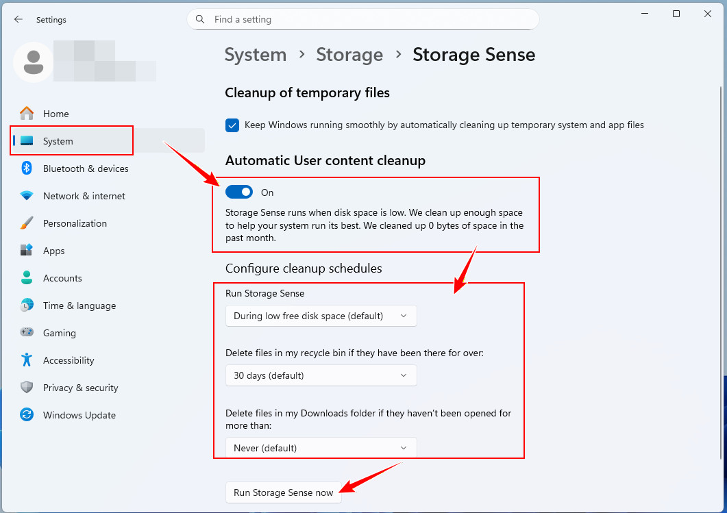 Empty Recycle Bin Using Storage Sense