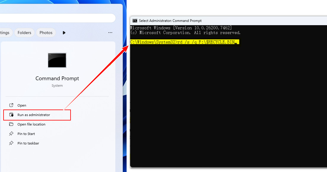 Force Empty Recycle Bin via Command