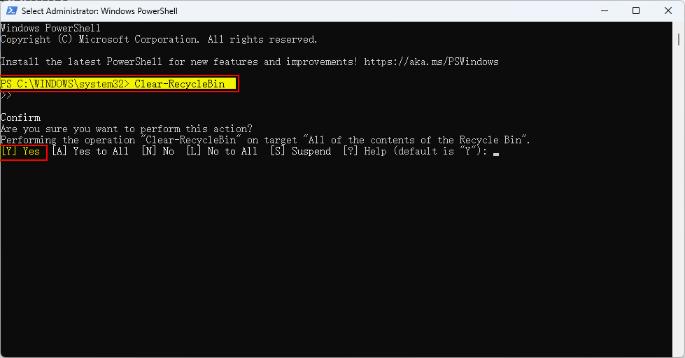 PowerShell Empty Recycle Bin Windows