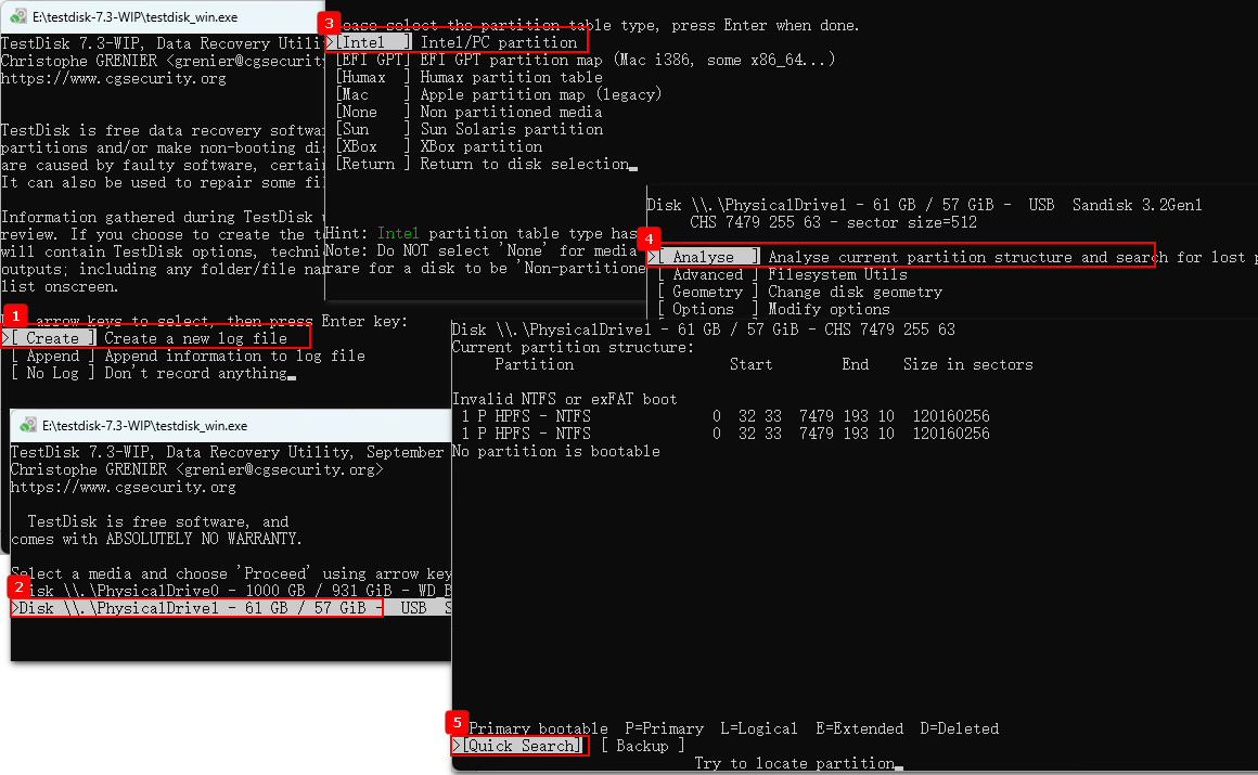RAW SD card recovery with TestDisk