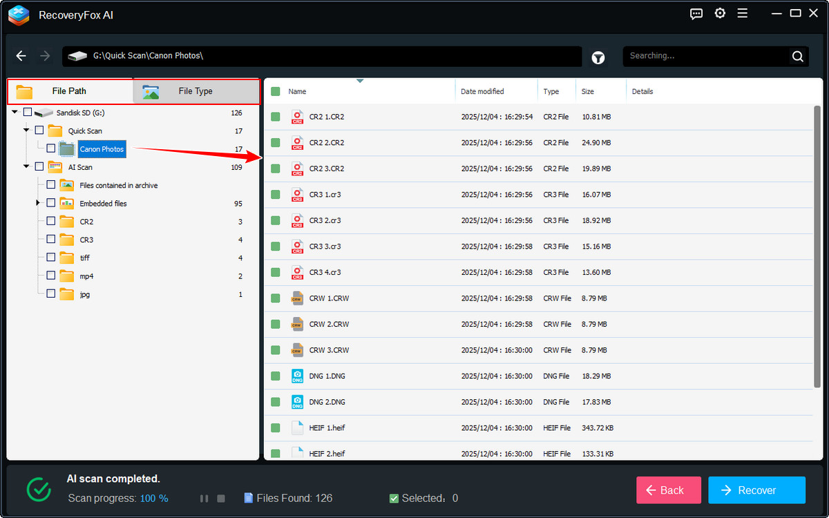 Scan Deleted Photos from SD Card