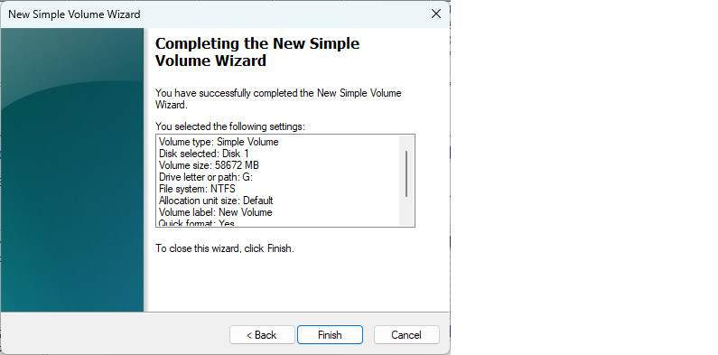 Start formatting a USB flash drive