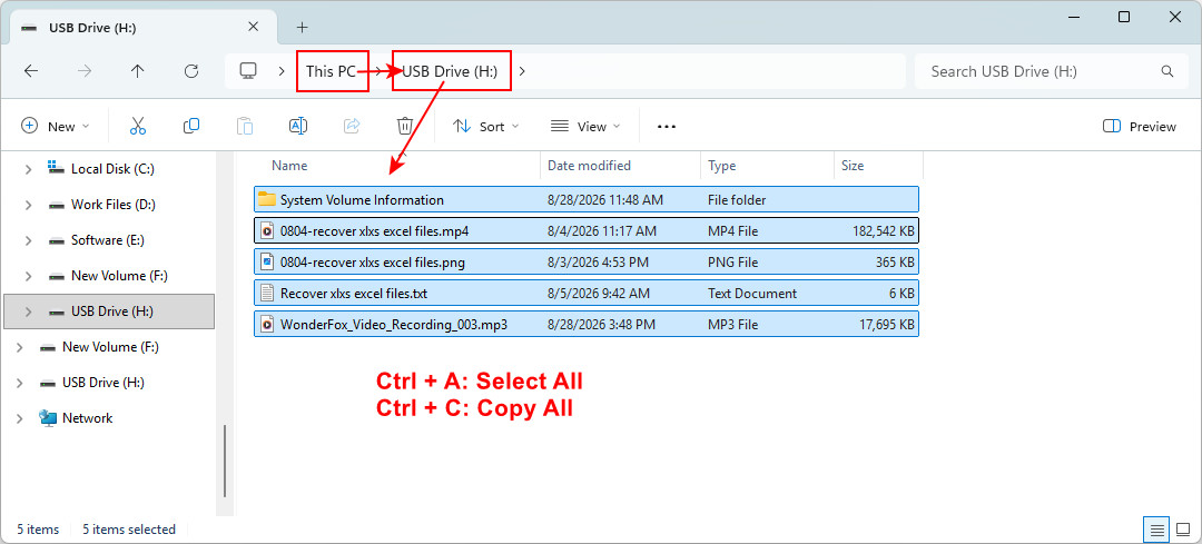 Copy all USB files