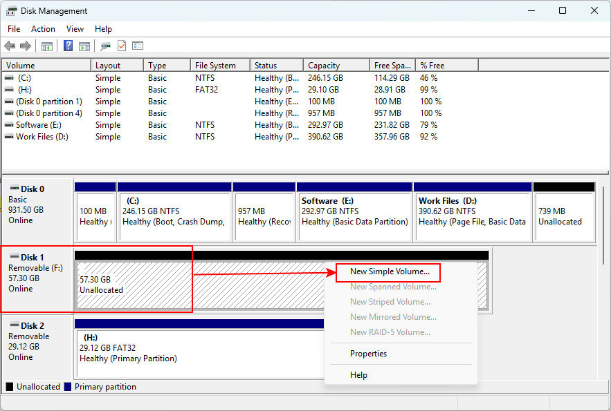Delete Volume of a RAW USB