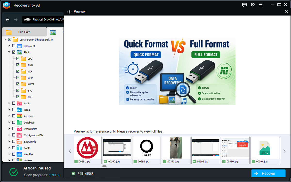 Preview the files you want to recover