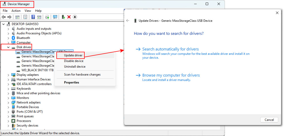 Update the USB driver