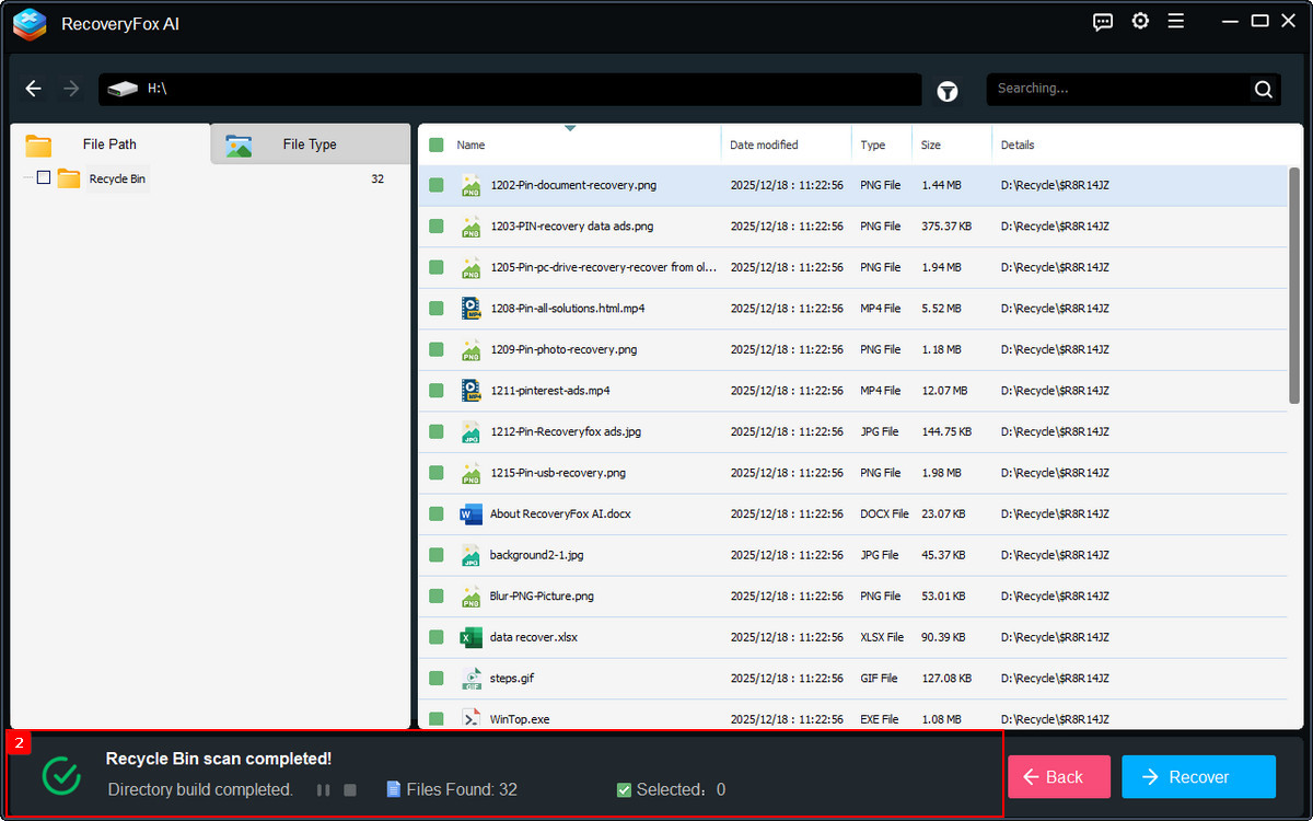 Scan Emptied Recycle Bin