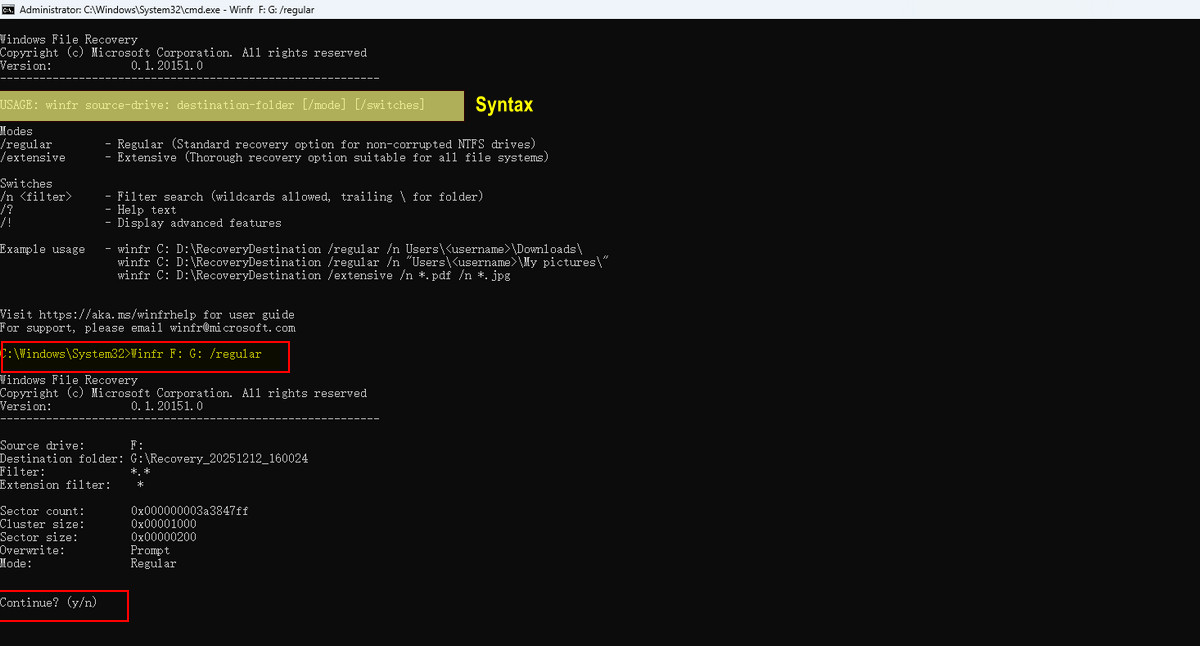 Command to Recover All Lost Files 